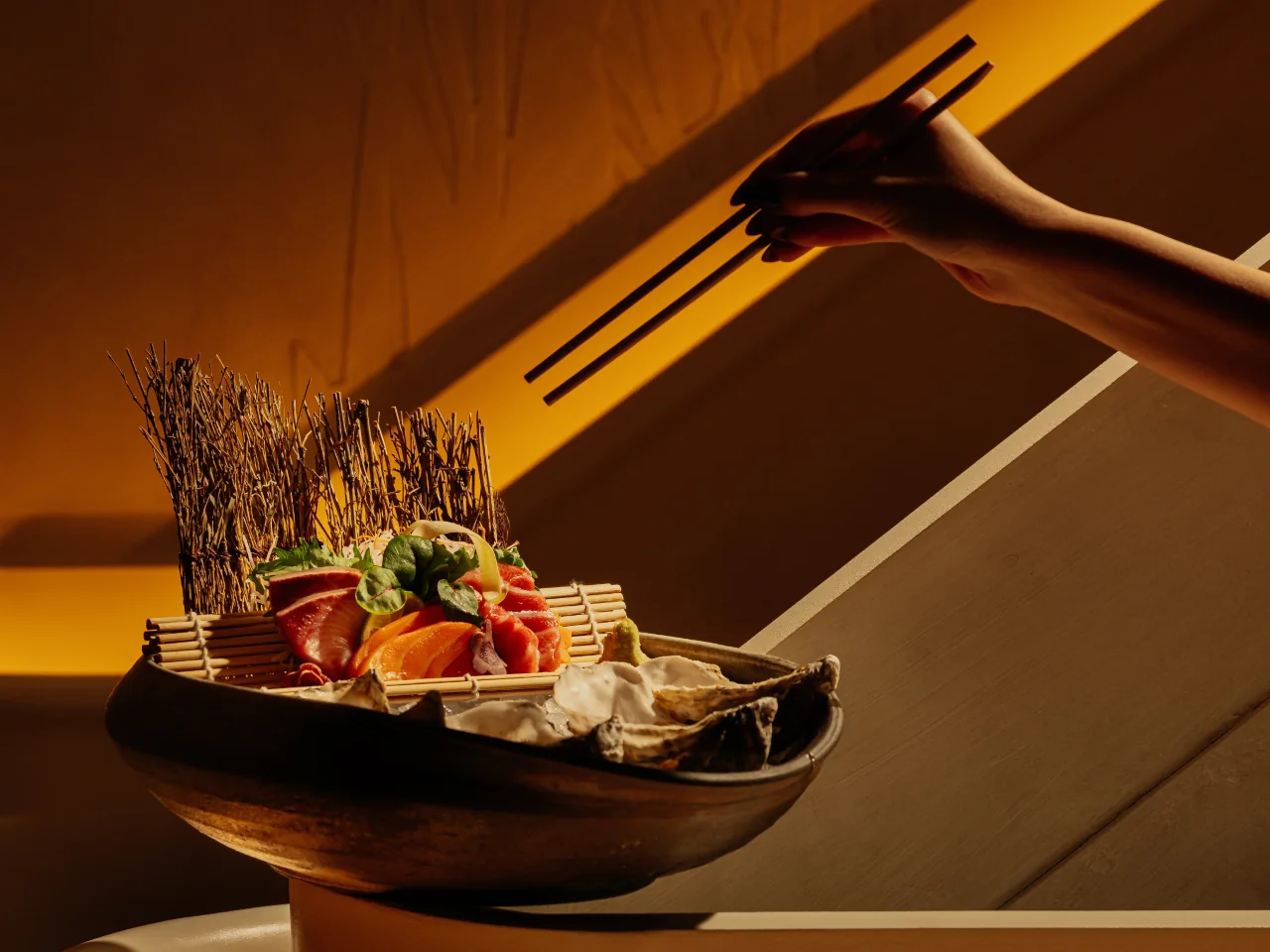 Omakase sushi platter with premium seasonal nigiri, sashimi, and hand-selected Japanese ingredients served at Aki London in Marylebone.